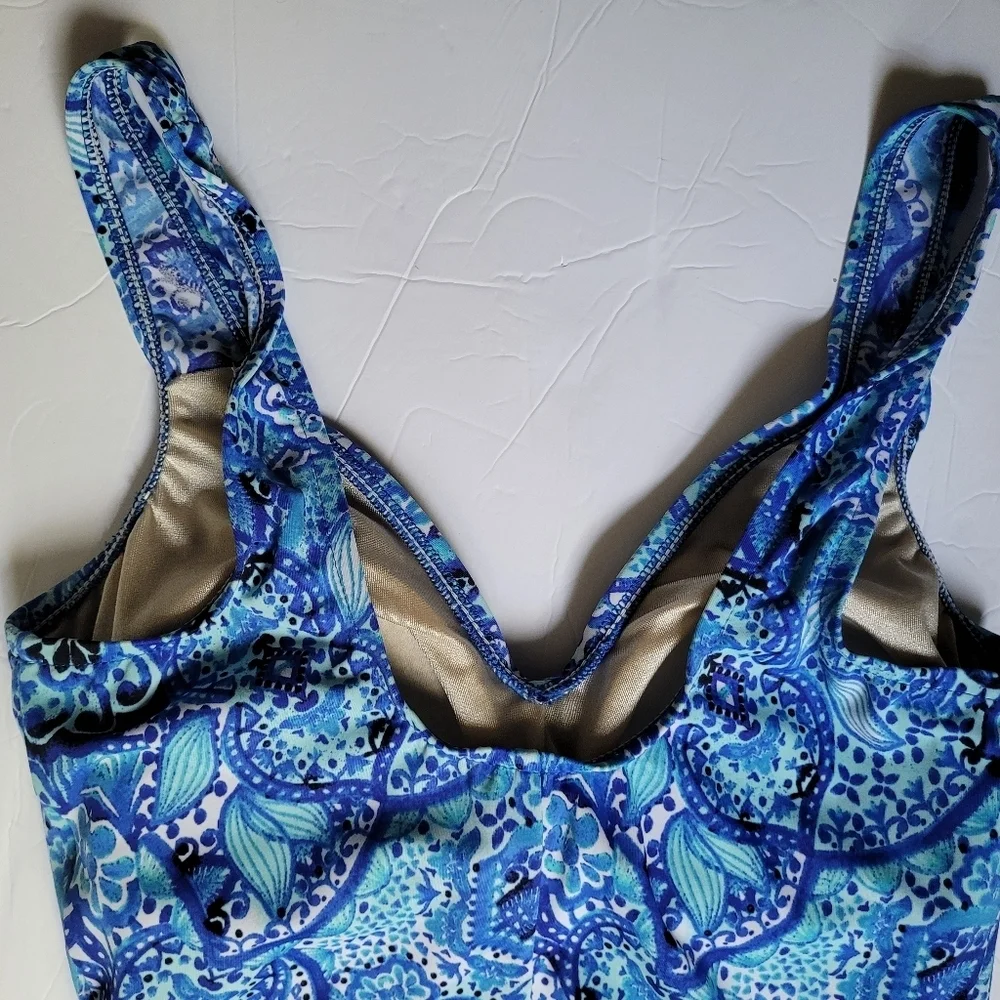 Artisan Ikat Empire Swim Dress One Piece